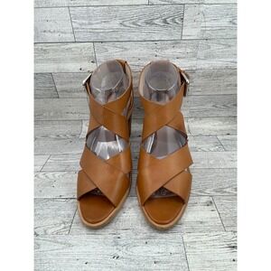 Clarks‎ Narrative Women Tan Leather Strappy Block Heel Sandals Size 8M